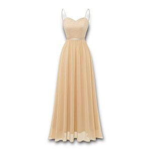 DRESS TALES Sweetheart Chiffon Aline Dress in Champagne Size Small NEW